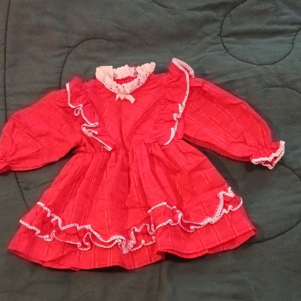 Red Ruffled Baby Dress - Picture 2 of 8